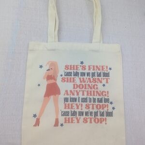 Taylor Swift NWT Bad Blood Lyrics Stylish Beige Tote Bag